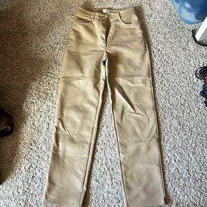 Womens Aritzia Wilfred tan vegan leather pants sz 6